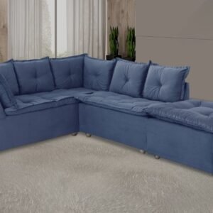 SOFA DE CANTO TURIM 2 MOD+1PUFF AZUL LISO