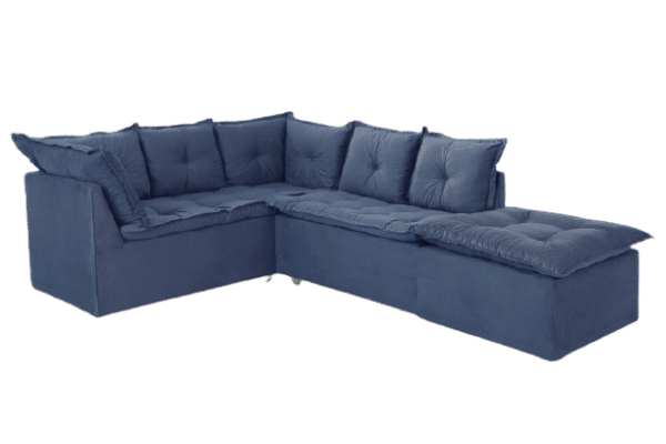 SOFA DE CANTO TURIM 2 MOD+1PUFF AZUL LISO