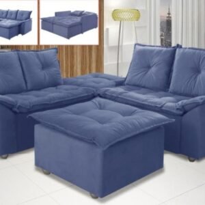 SOFA DE CANTO FRANCA 2 MOD+2PUFF AZUL