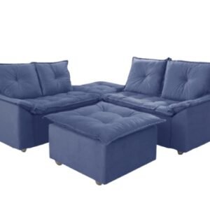 SOFA DE CANTO FRANCA 2 MOD+2PUFF AZUL