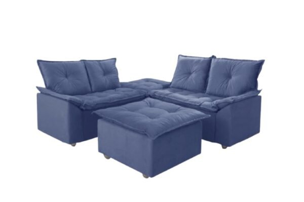 SOFA DE CANTO FRANCA 2 MOD+2PUFF AZUL