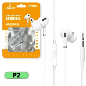 Fone de Ouvido c/ Fio Estéreo P2 e Microfone - Lehmox