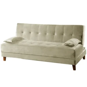 Sofá Cama Arpoador Tecido Suede 2 Lugares Bege