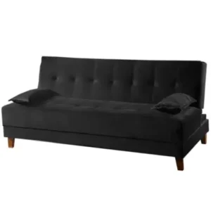Sofá Cama Arpoador Tecido Suede 2 Lugares Preto