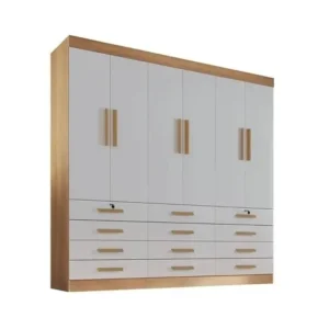 Guarda Roupa Casal Mônaco Plus 6 Portas 12 Gavetas Cinamomo/Off White