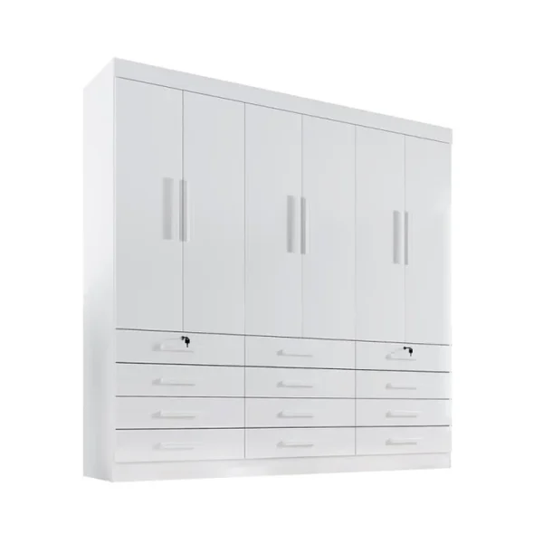 Guarda Roupa Casal Mônaco Plus 6 Portas 12 Gavetas Branco