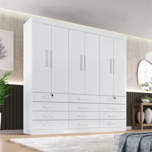 Guarda Roupa Casal Mônaco Plus 6 Portas 12 Gavetas Branco