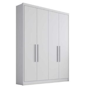 Guarda Roupa Solteiro 4 Portas e 3 Gavetas Branco