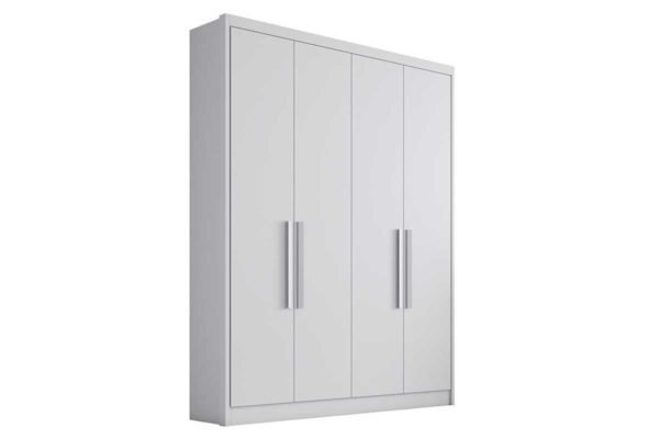 Guarda Roupa Solteiro 4 Portas e 3 Gavetas Branco